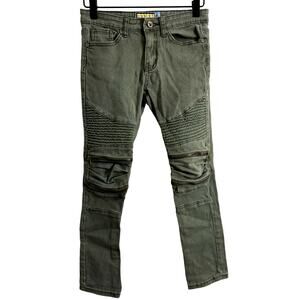 Demolition Green Moto Biker Jeans Size 10
